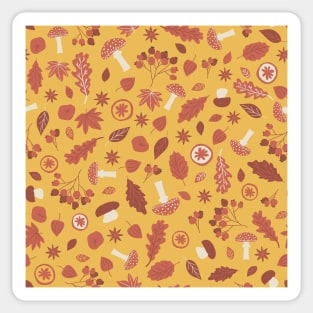 Red yellow forest elements seamless pattern Sticker